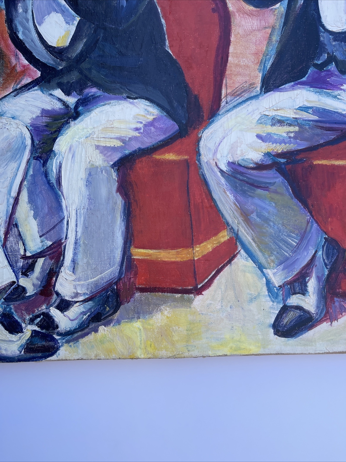 Jo Cain PAINTING ANTIQUE WPA Black Americana Large Mural Study Jazz Portrait Oil