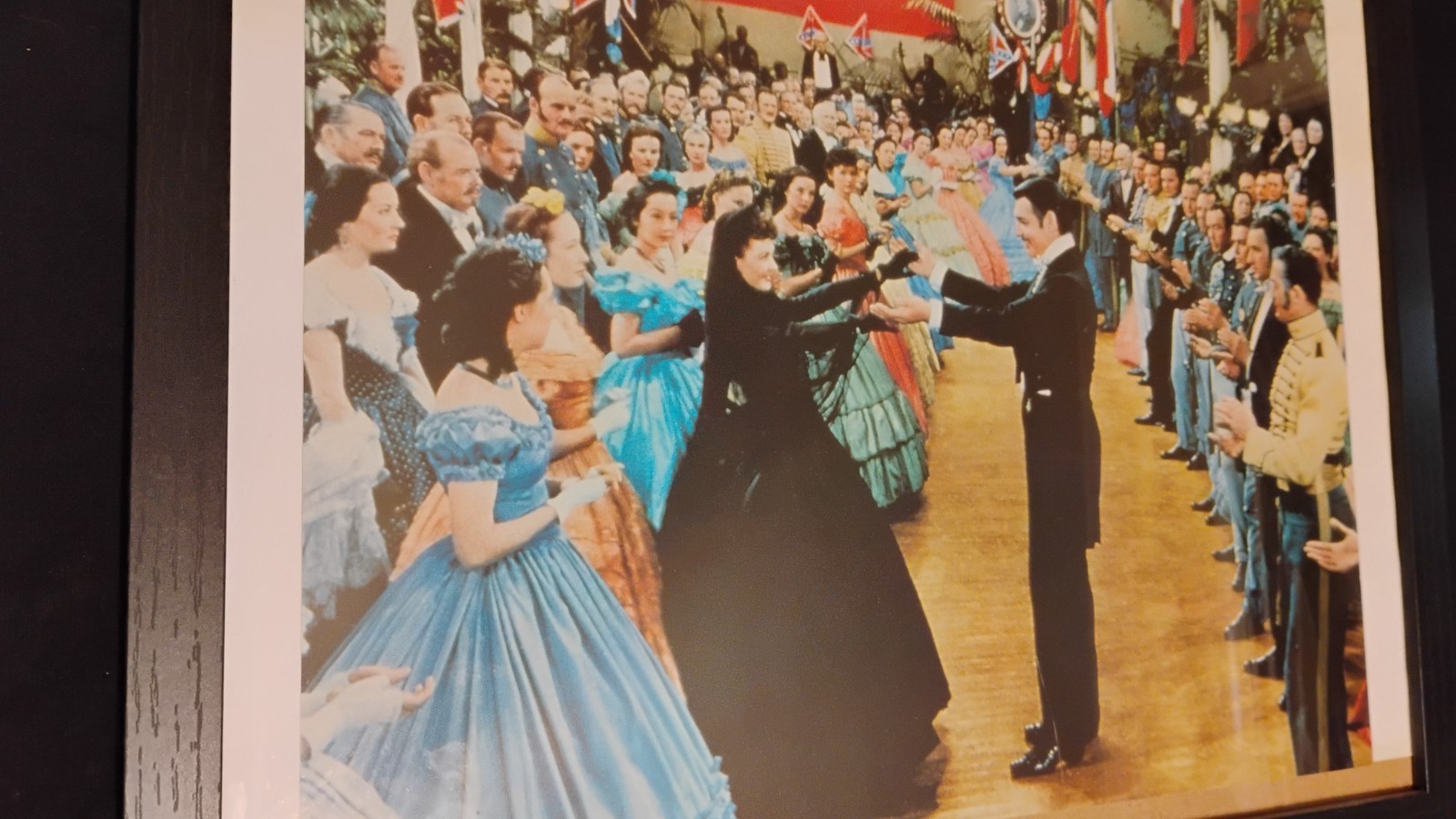 GONE WITH THE WIND FRAMED PHOTO POSTER SOUTHERN BALL RHETT AND SCARLETT DANCE