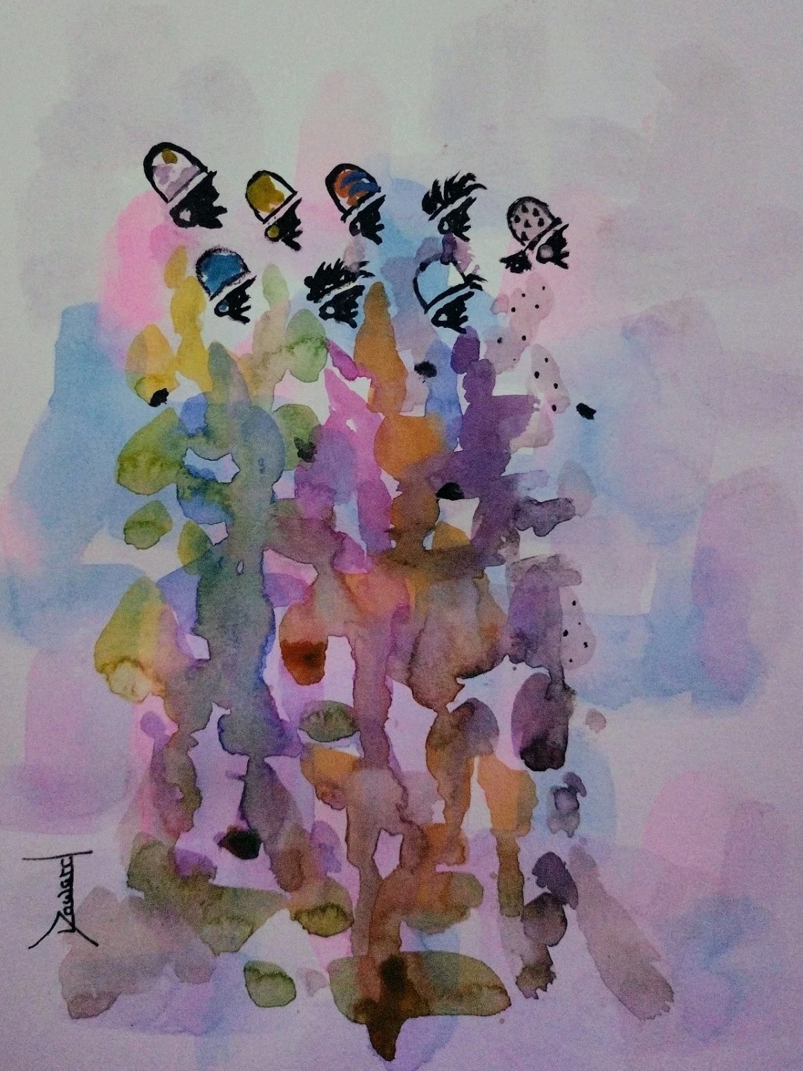 ORIGINAL African American Urban Watercolor painting «Cultural Dance 2»