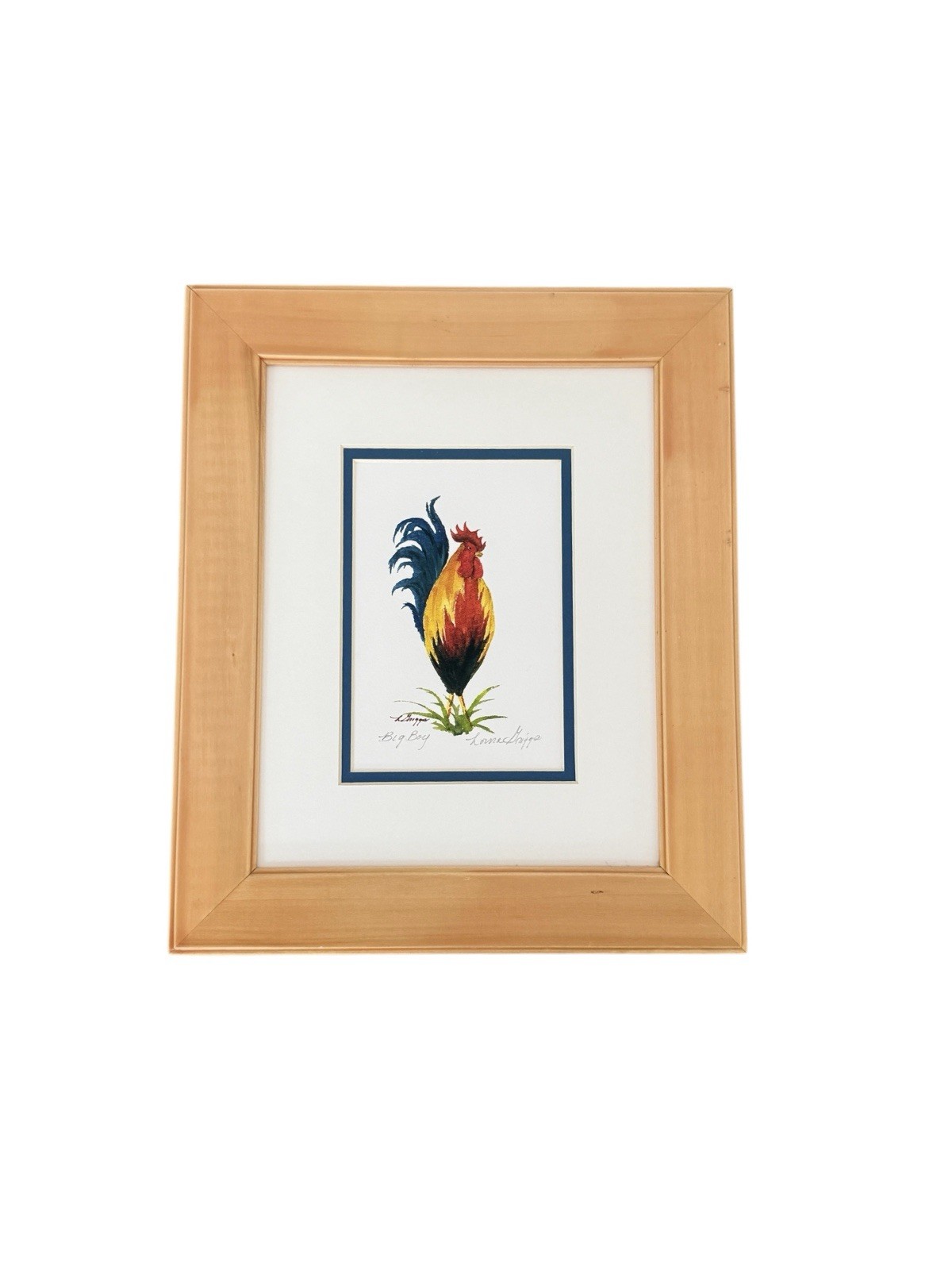 Signed Original Rooster Watercolor Framed – Tropical Island Gallery Art