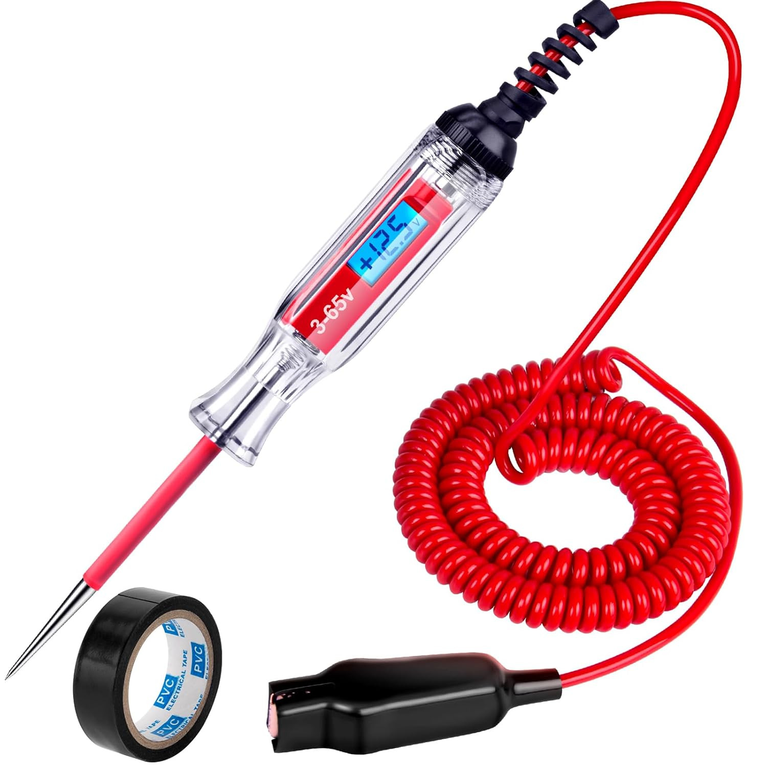 Heavy Duty 3-48V Backlit Digital LCD Circuit Tester, Test Light with 140 Inch E