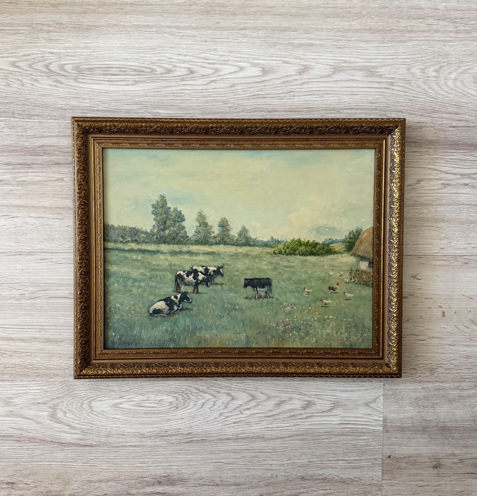 Vintage oil painting framed