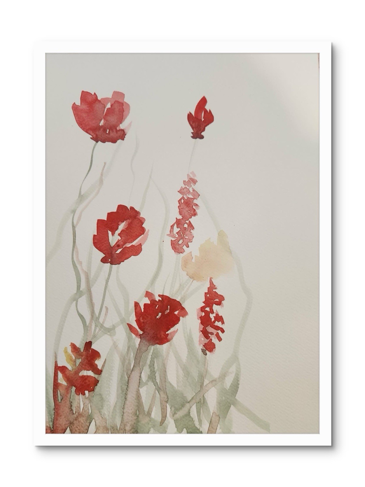 Abstract Flowers Colorful Modern Unique Bold Art Watercolor Mixed Media Paper