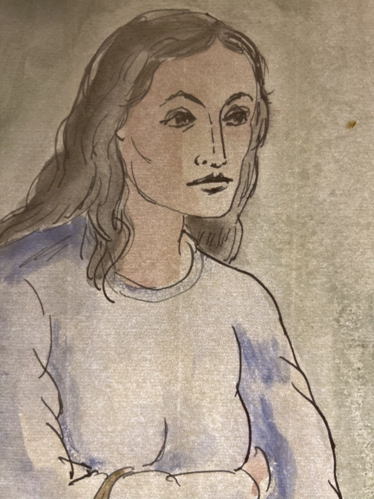 Raphael Soyer–Female Figure–Original Mixed Media– NYC Social Realist