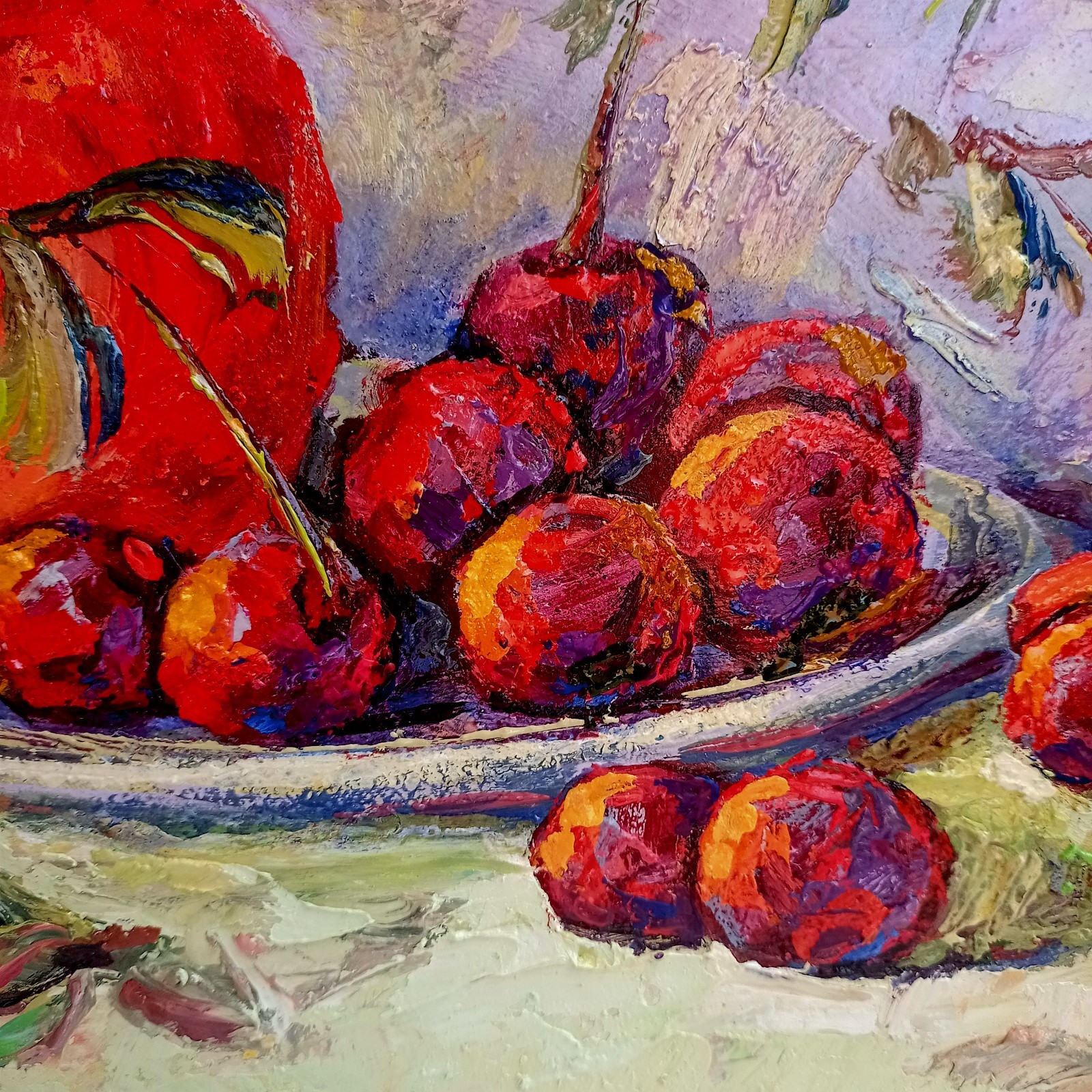 Pomegranate Impasto Painting Original Art Impression Oil Painting 16 x 12 in