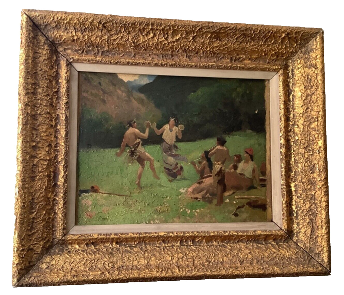 19th Century Impressionism Winslow HOMER ? Rare Native American Dance Oil Canvas