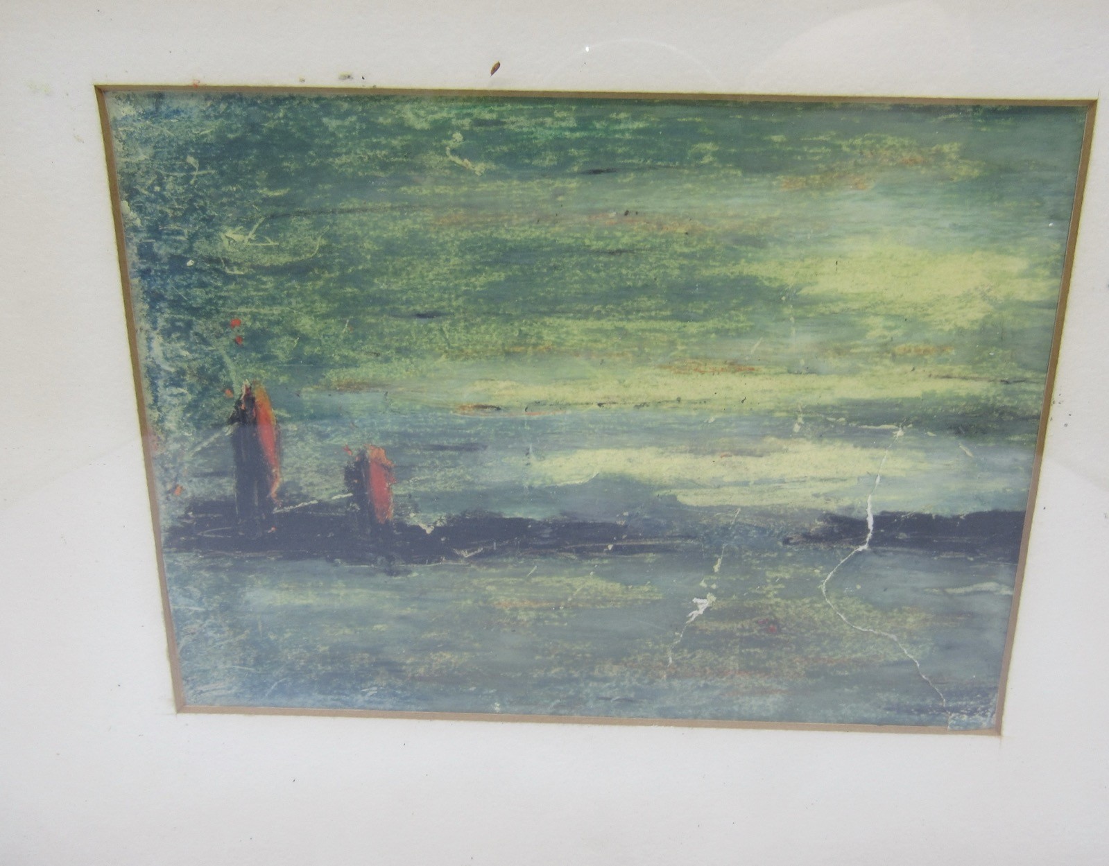 Charming framed impressionist landscape/seascape painting 9×11″
