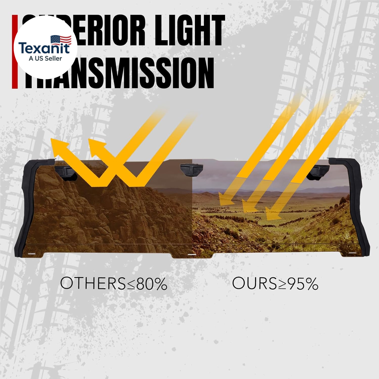 Tinted Rear Windshield for 2024 RZR XP 1000, Heavy-Duty Dark Hard-Coated Rear Wi