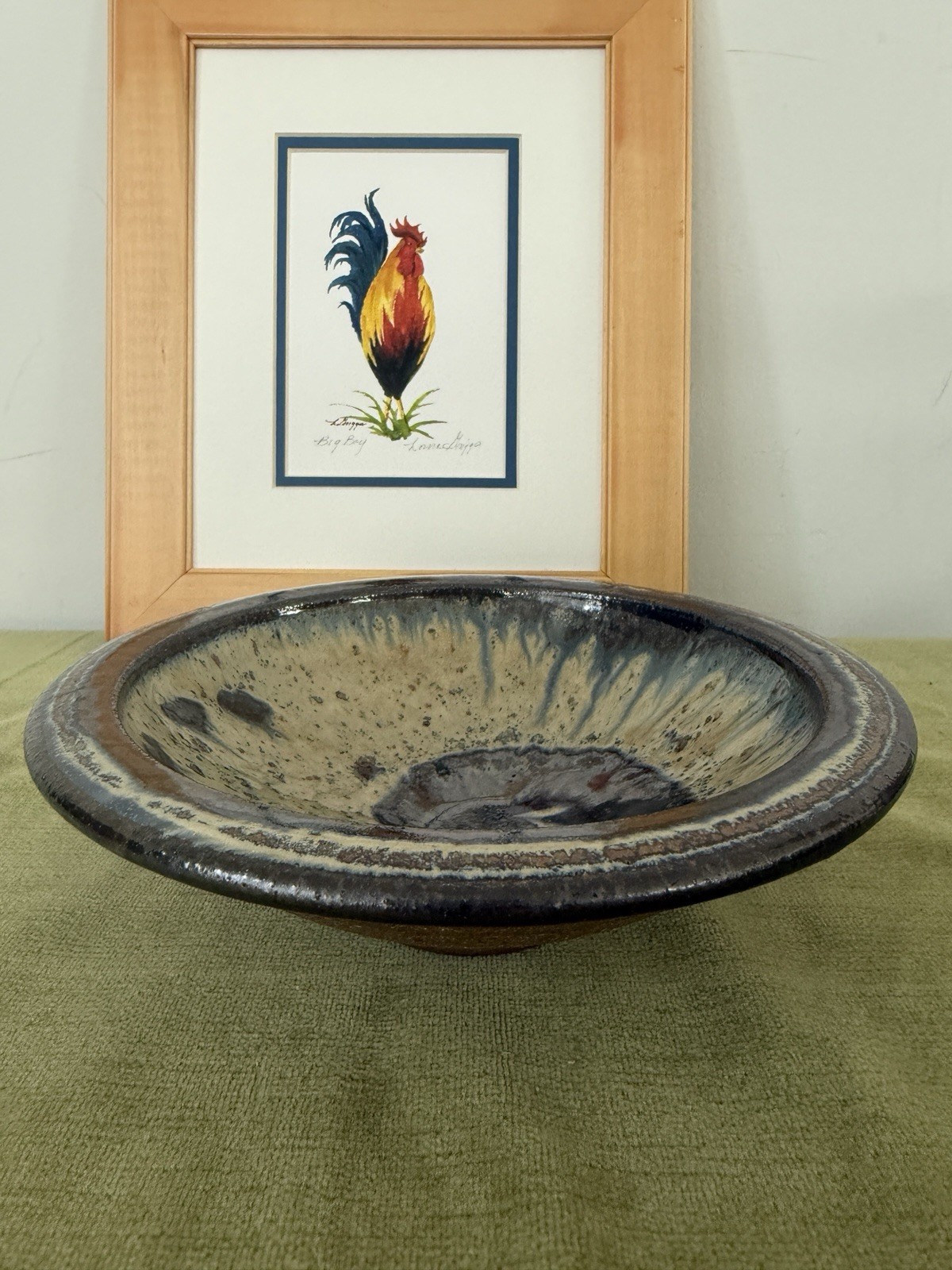 Signed Original Rooster Watercolor Framed – Tropical Island Gallery Art