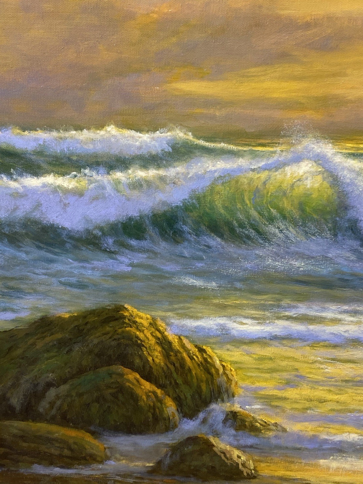 Signed William H. Blackman (American b 1930)»Golden Tide» Seascape Painting 2011