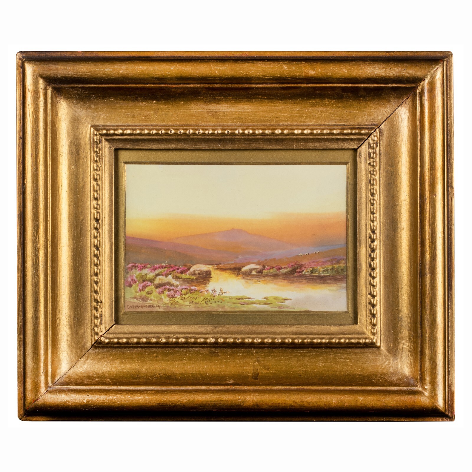 Antique English Landscape, Taw Marsh, Dartmoor, by Colton Robins, 1909