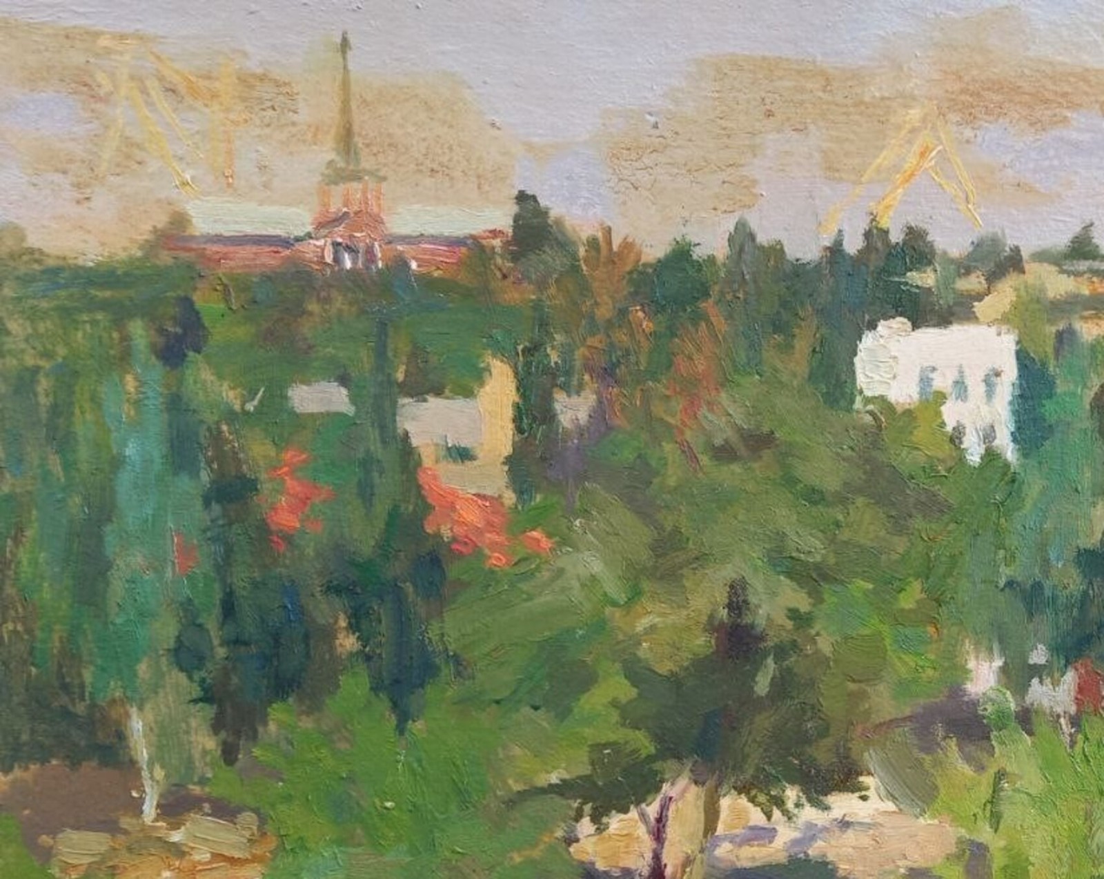 Oil painting View Ukrainian painter Unframed Decor original landscape art