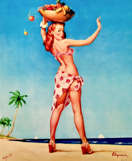 TIKI Elvgren TOPS EM ALL pin-up Beach SARONG Bikini PinUp Island Hula Vancas 18″
