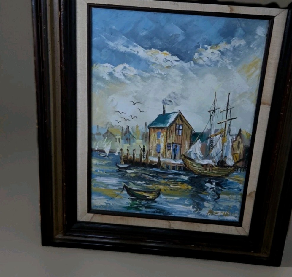 Signed Bernet? Original Oil Painting 23.5X19.5″ Including Frame Art Is 16X11″