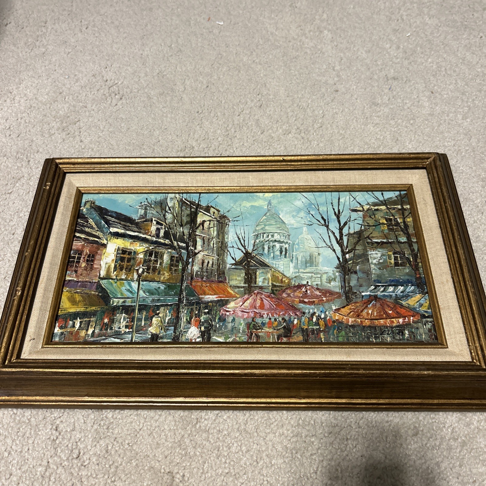 Vintage Signed European Cityscape Oil Painting Framed Impressionist Rome Scene