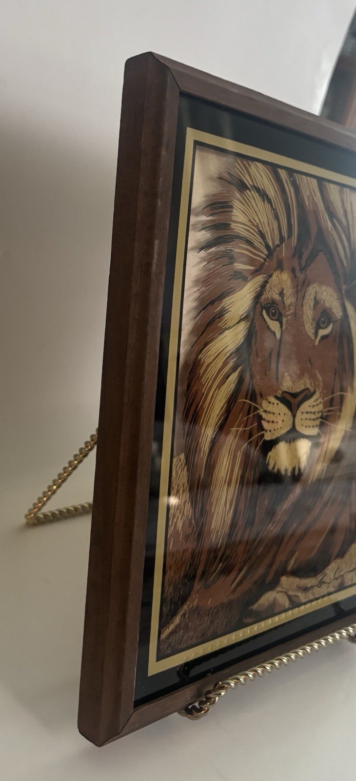 Rare 2 Framed Reverse On Glass Tiger& Lion Lulu’s Inc Vintage 77 Wall Art Retro
