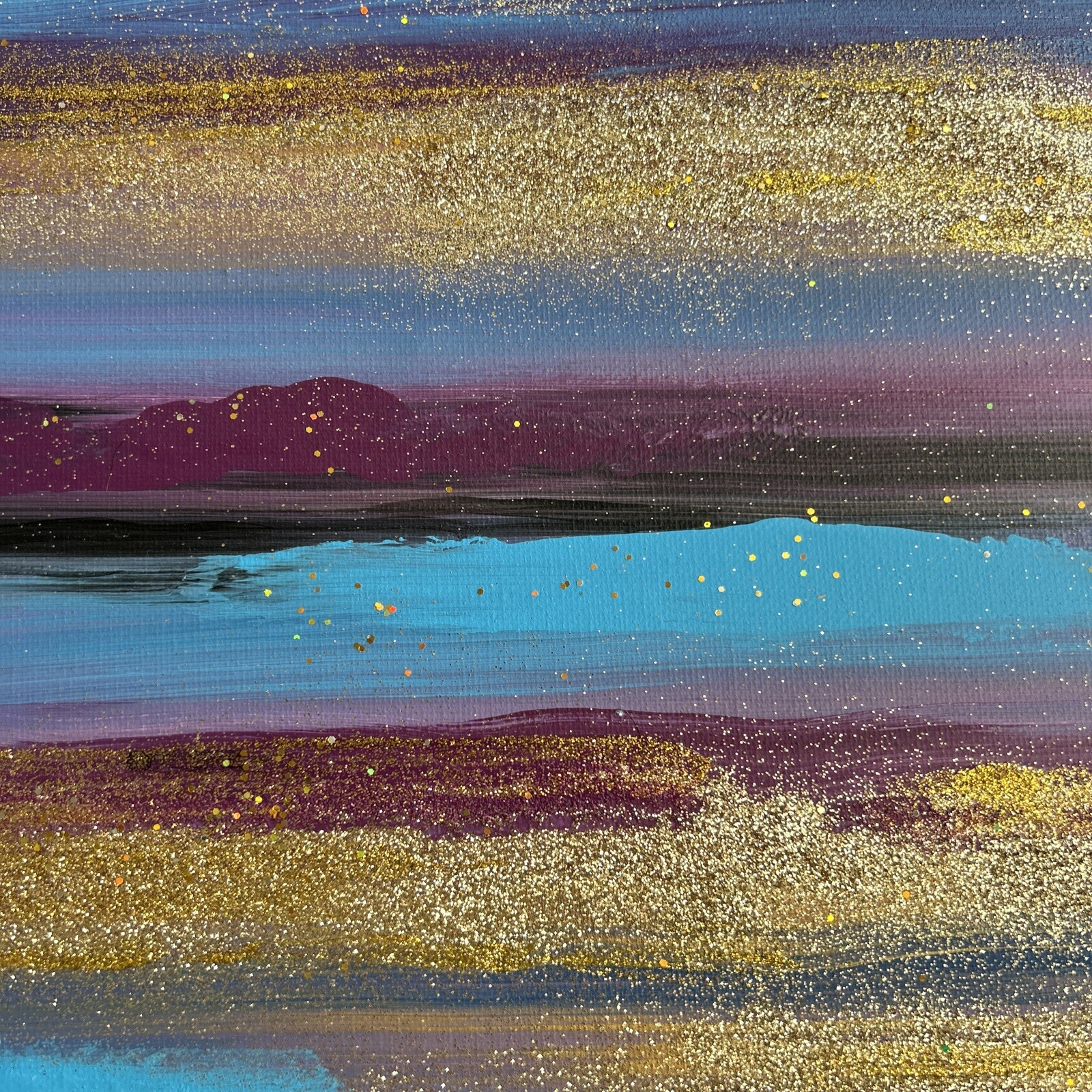 Original Kayla Braden “Midnight” Acrylic Abstract Glitter Painting on Canvas 🌙