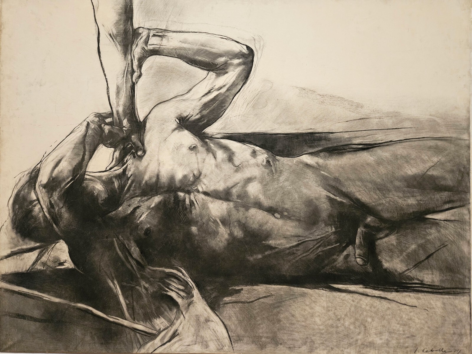 Luis Caballero «Untitled» Charcoal Oil and Pencil on papered canvas