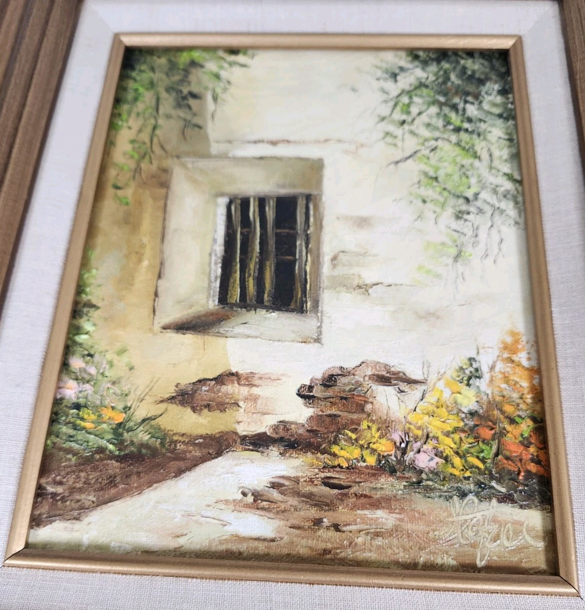Vtg Original Oil Painting Canvas Framed Impressionist Old World Architecture
