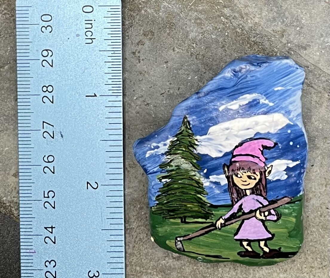 HAND PAINTED RIVER STONE ART » Nature Elf » by Yellow Paw Collectible Rocks