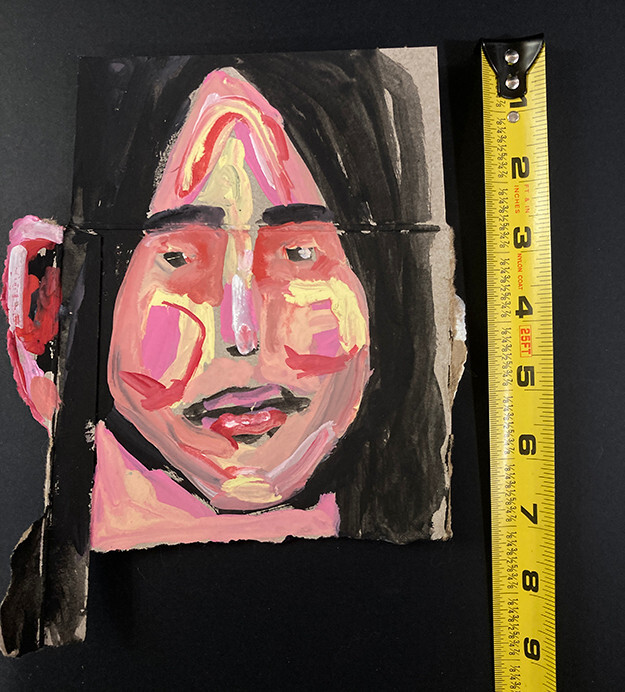 Woman Portrait Painting Elf Ear Expressive Original Outsider Folk Art