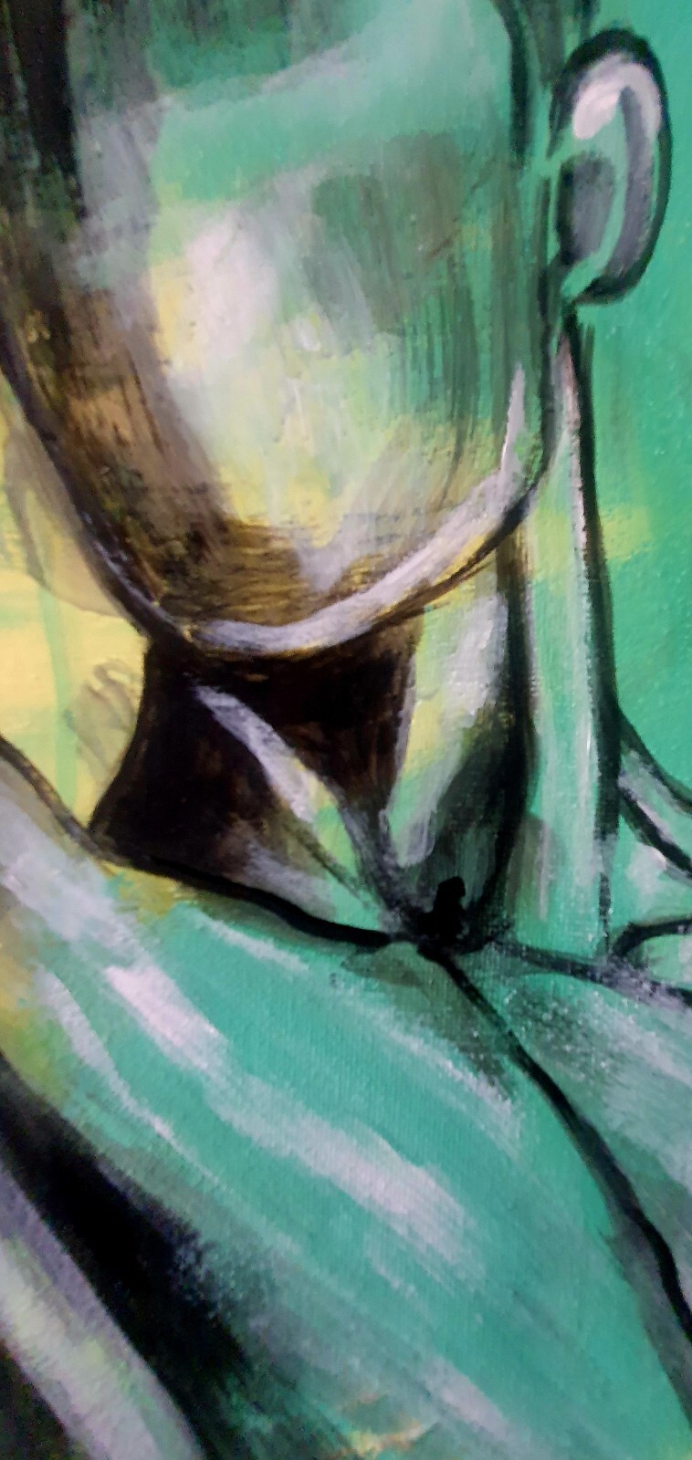 Bodybuilding on Canvas, Abstract Painted Male Torso, Figurative Art, Muscles 70×50