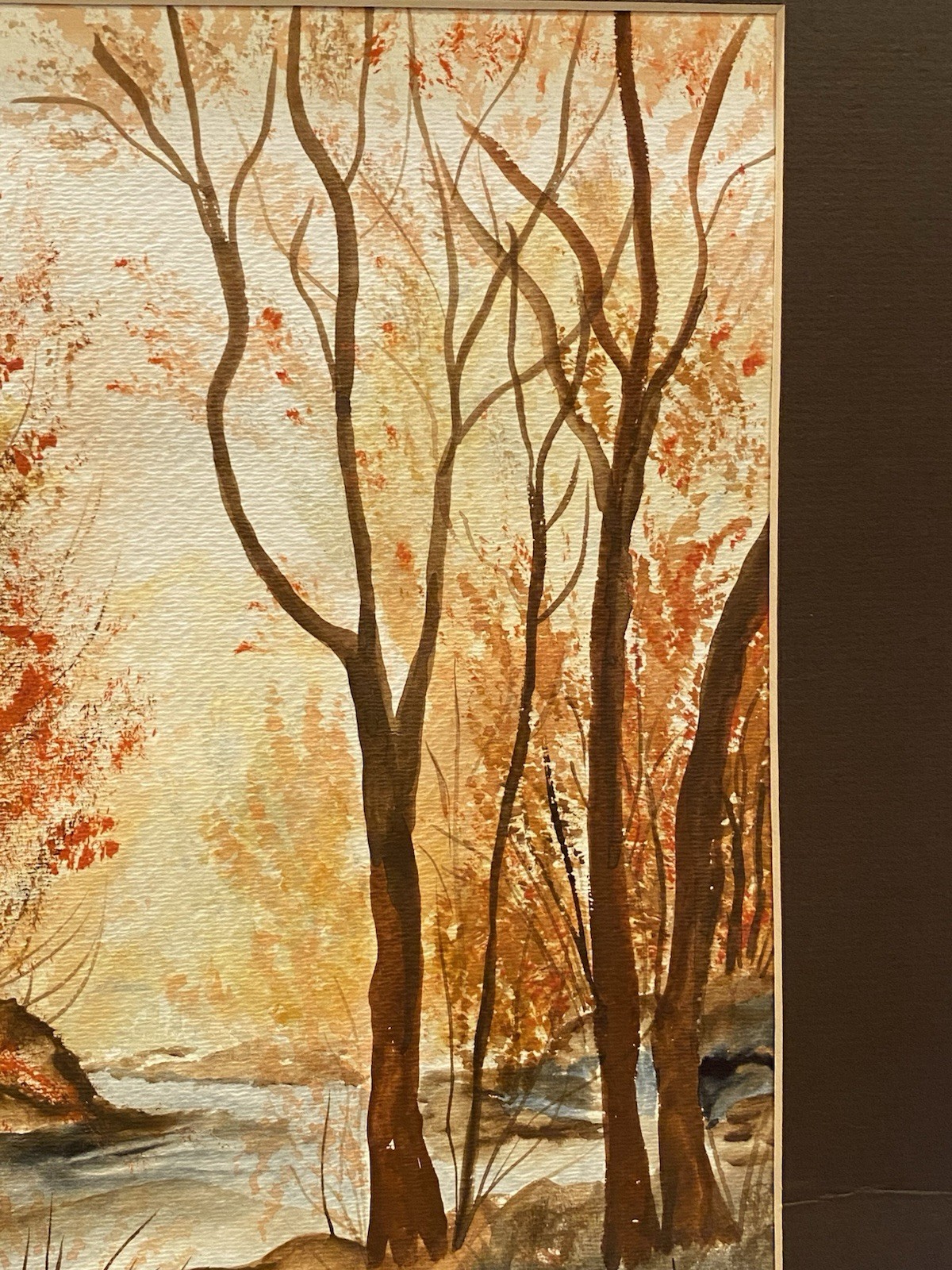 Original Watercolor Fall Autumn Woodland Painting on Paper Signed L . Achuld’05