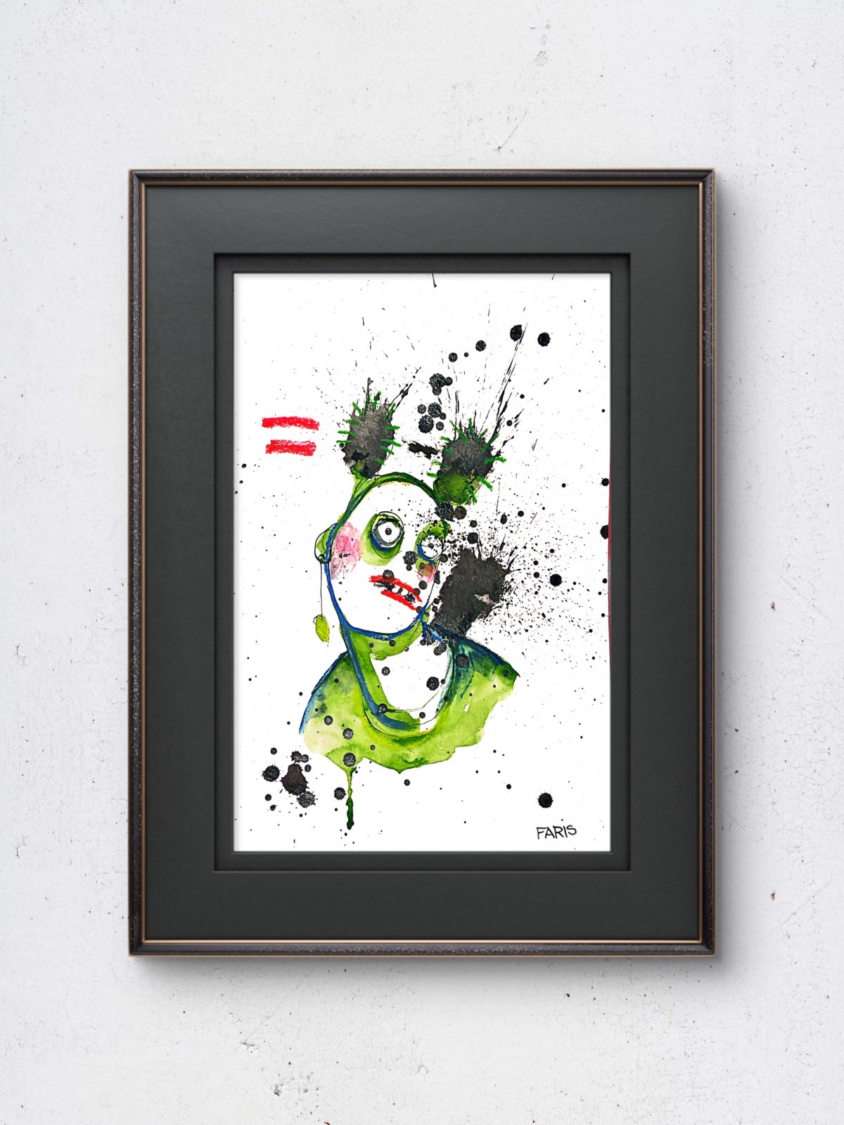 Original Ink Portrait Painting A4 Mixed Media Neo-Expressionism Signed COA #15