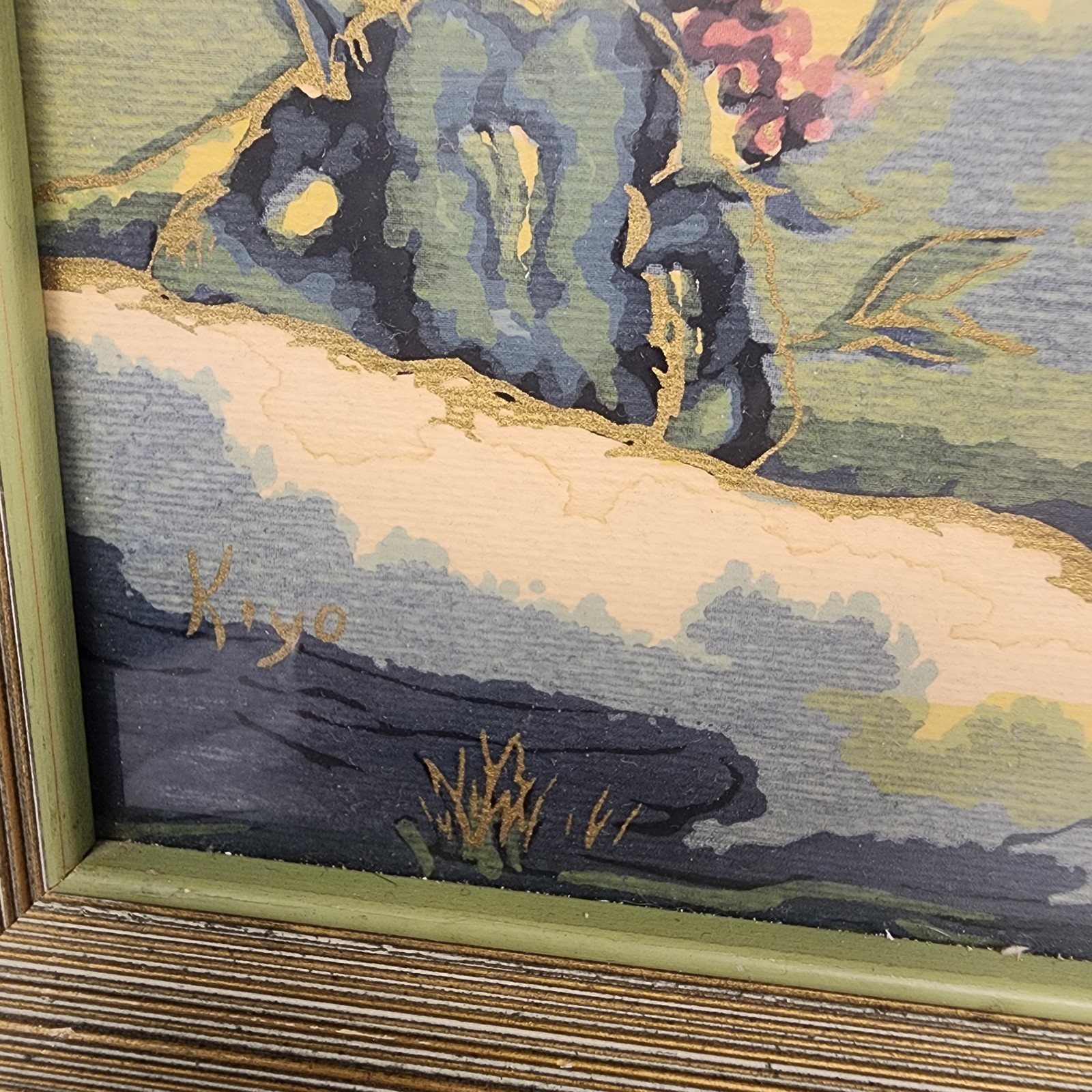 Vintage «Kiyo» Signed Pair Of MCM WC Paintings Japanese Lady & Man With Frames