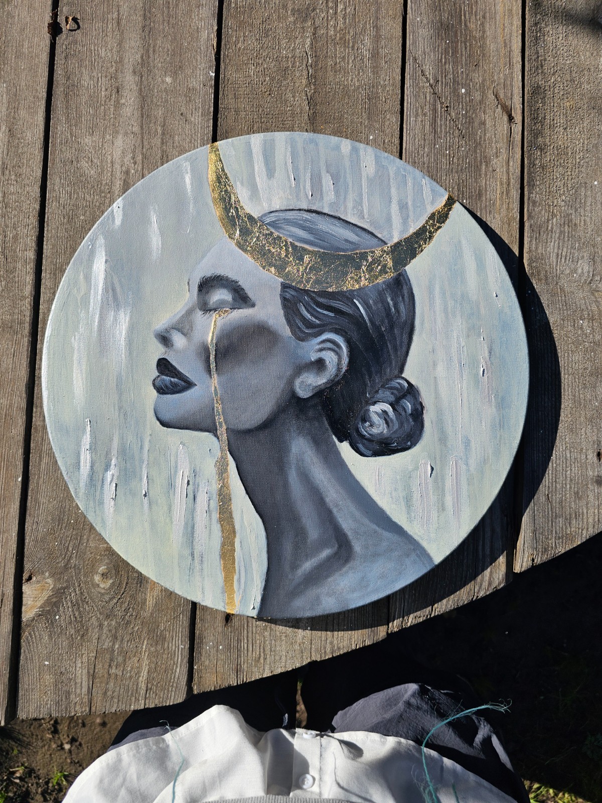 art 532 original painting OB D40 cm oil on canvas women modern