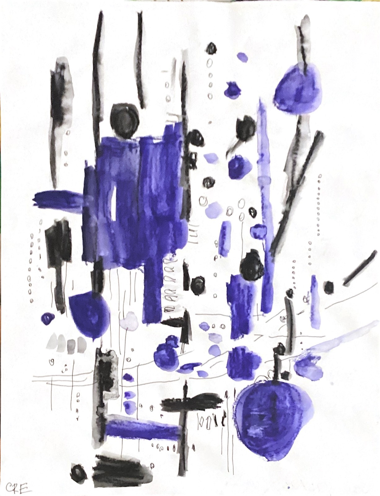Original Expressionism Modern Bright Abstract Geometric Pop Art 11×14 on Paper