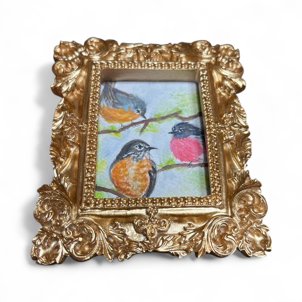 Mini Ornate Vintage-Style Framed Art Prints (Animals, Birds & Landscape)