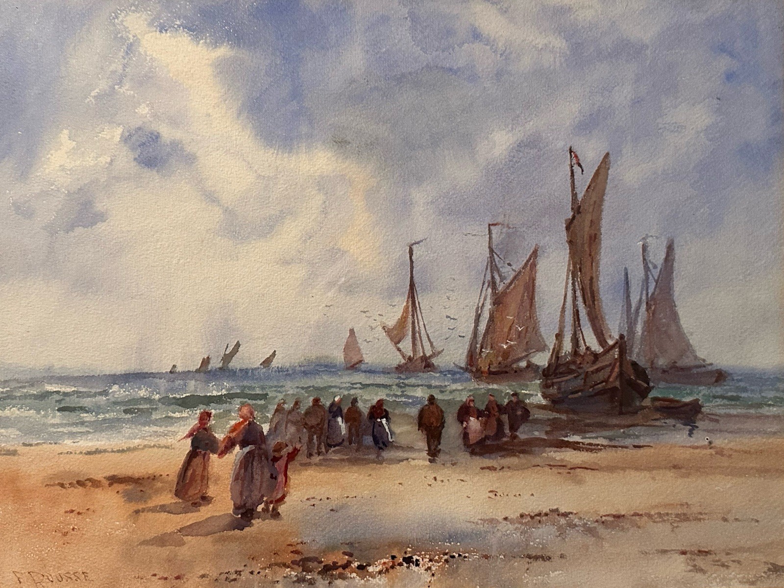 FRANK ROUSSE Brit. (1894-1917) RARE Original Watercolor painting LISTED ARTIST