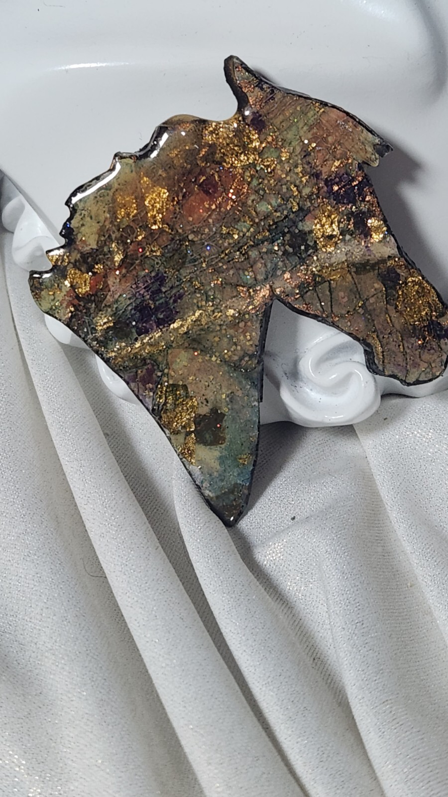 Equestrian Wearable Art Oil & Resin Brooch Pin Tere Goldstein Original Painting