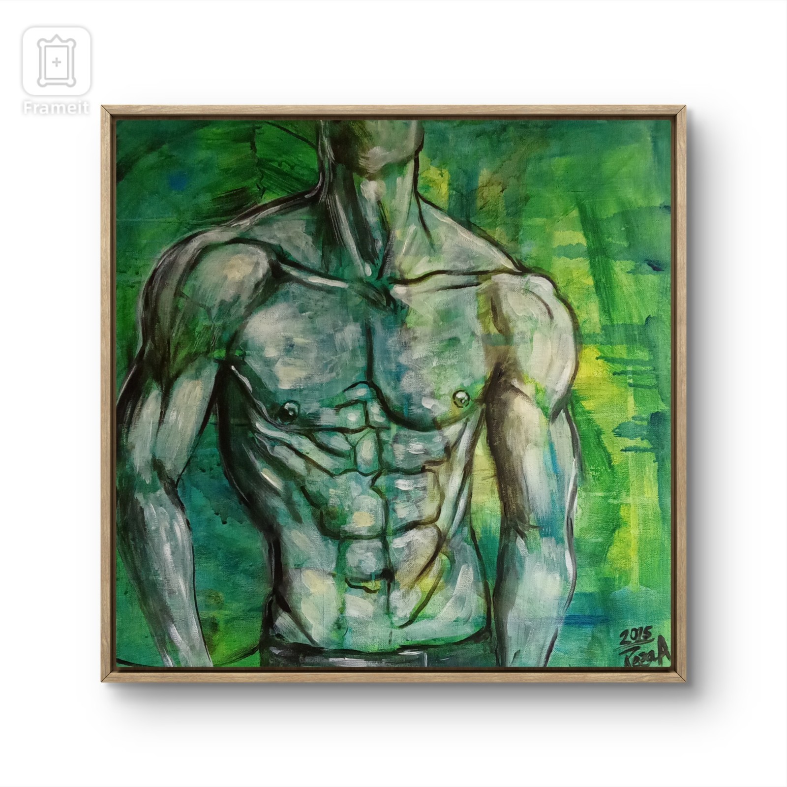 Male Torso, Bodybuilding, Muscles, Original Acrylic On Canvas, Figurative Art