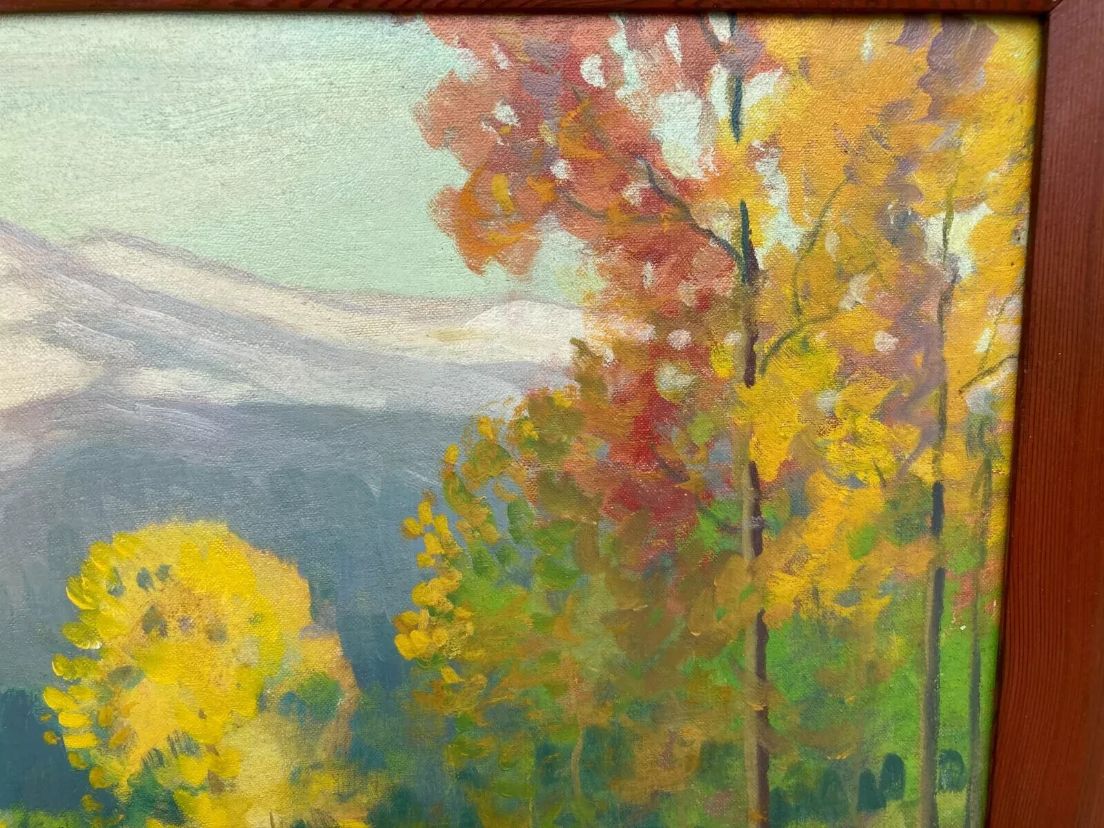 David Stirling 1941 «Autumn Pool» Signed Oil Painting Estes Park, Colorado