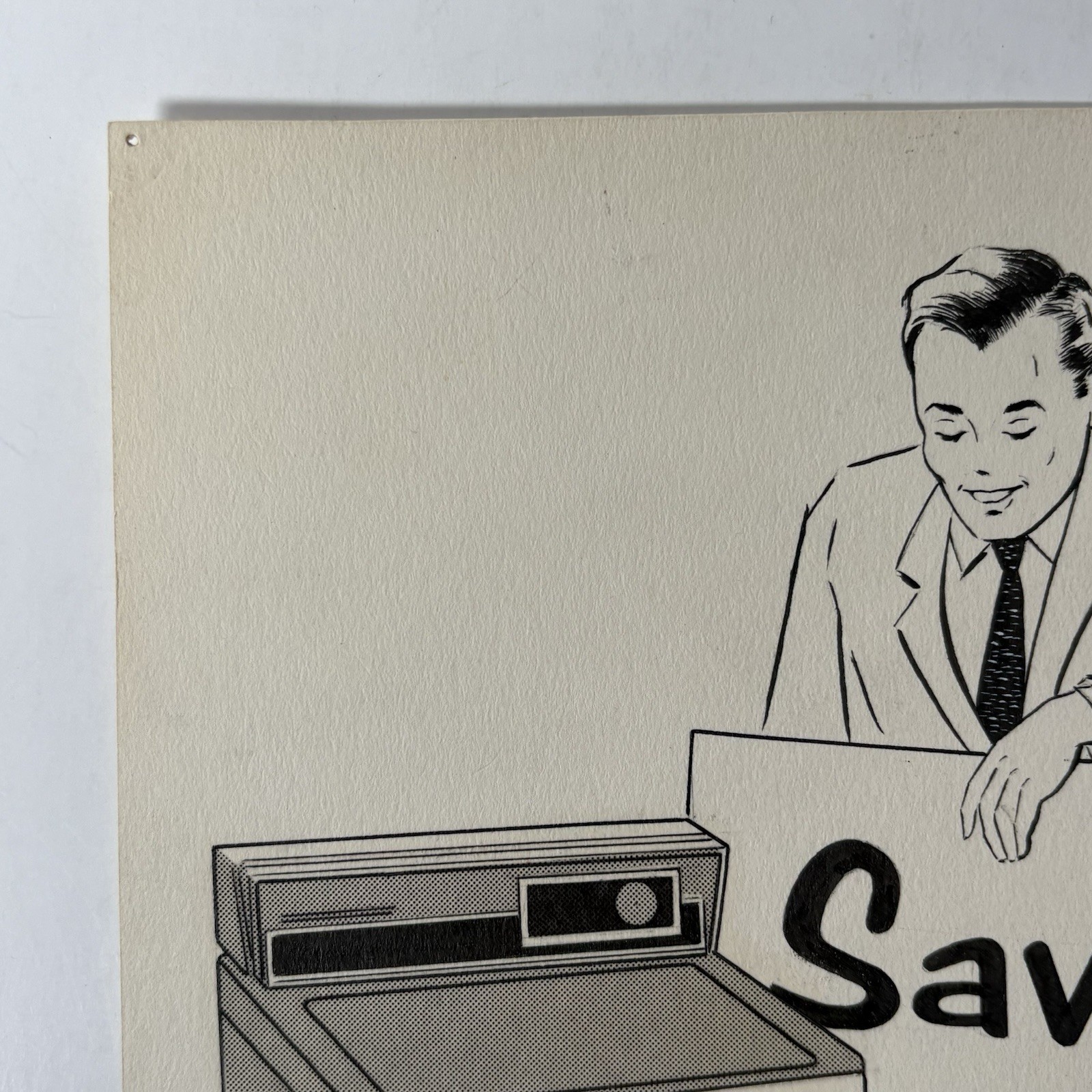 Vintage 1950’s Laundry Appliance Original Concept Art Hand Drawn Man “Save!”