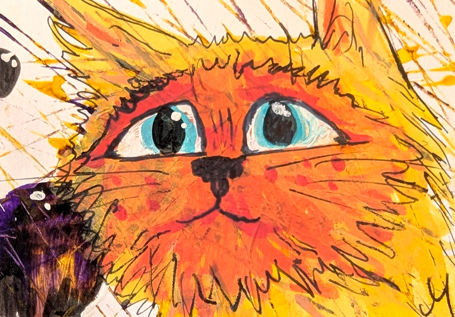 ACEO Cat Painting Original Siamese Landscape Contemporary Folk Art Josh Merritt