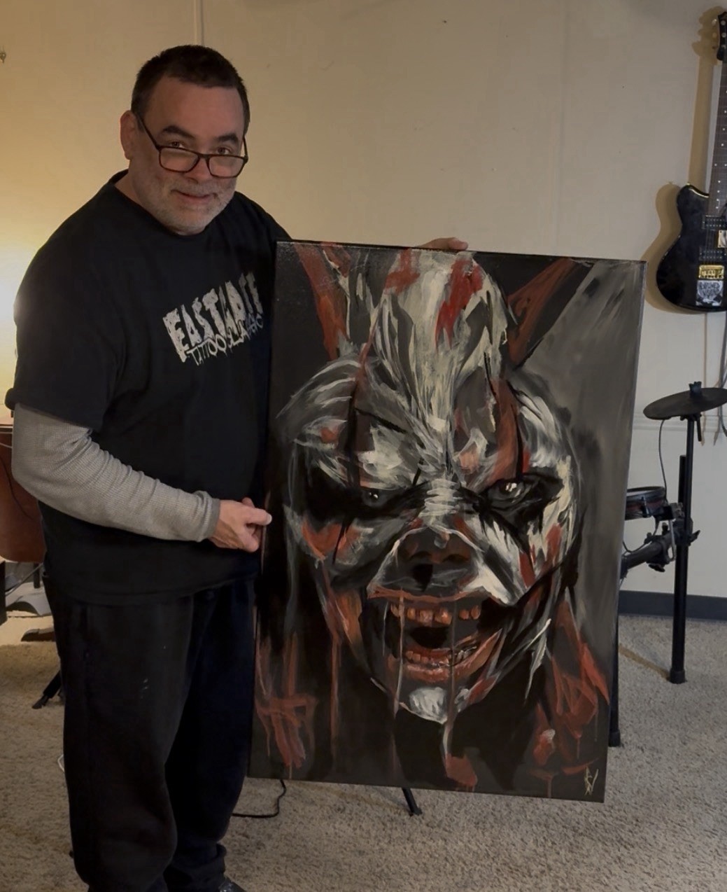 Screaming Horror Face Pastel Drawing 11×14 Dark Art Original