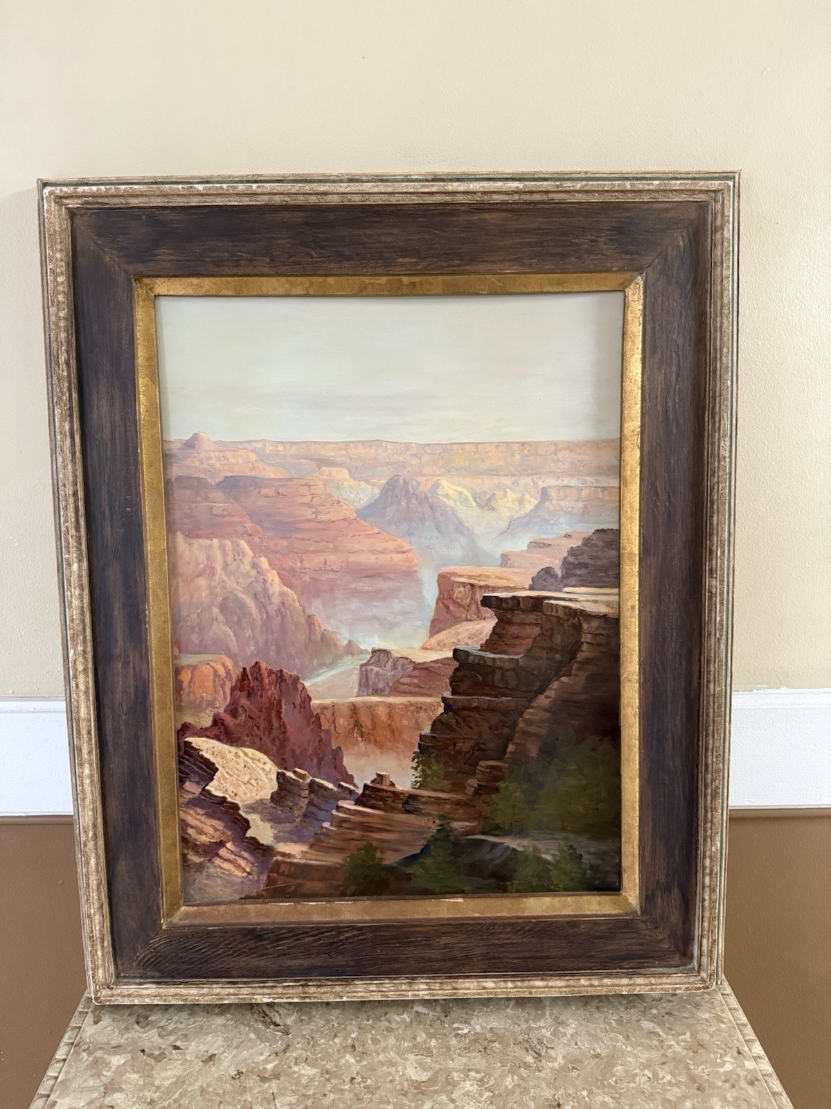 Lovely Original American School Oil On Board Painting Of The Grand Canyon Signed