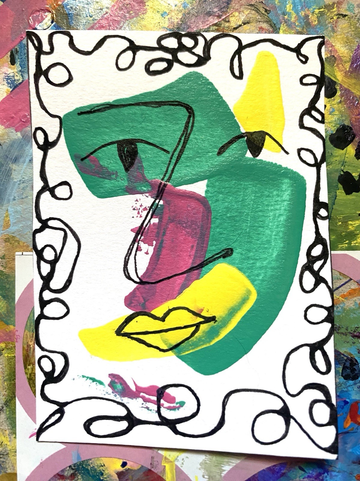 ACEO art card “Beauty in the Abstract #1” Abstract Acrylic & Ink
