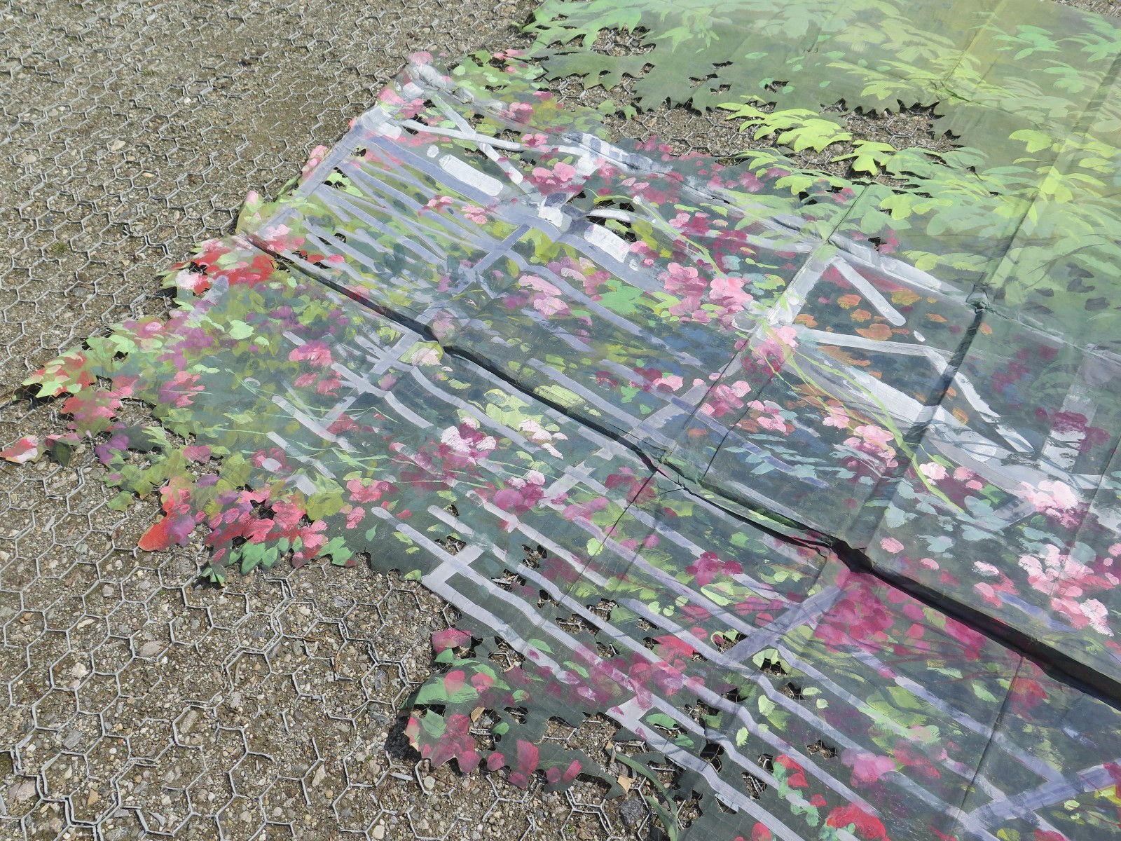 Backdrop Stage Antique Hand-Painted Scenic Artwork Flowers Garden CL4.27