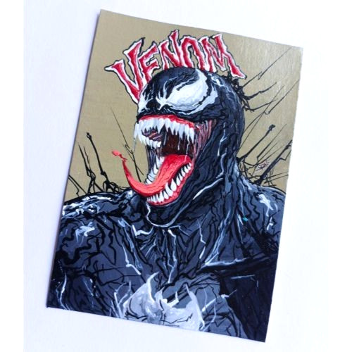 ACEO Original Venom UV Radiant & Acrylic Glow Art Marvel Hero Hand Painting NEW