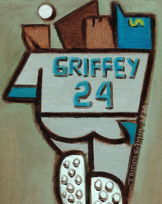 Ken Griffey Jr Painting Original Oil on Canvas Seattle Sports Artwork Baseball