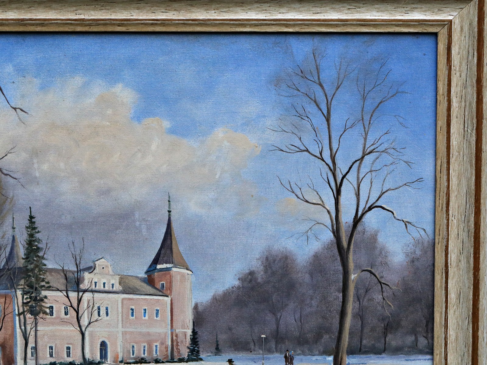 Stefan Cerny Signed Oil Painting, Winter Landscape With Castle, Framed