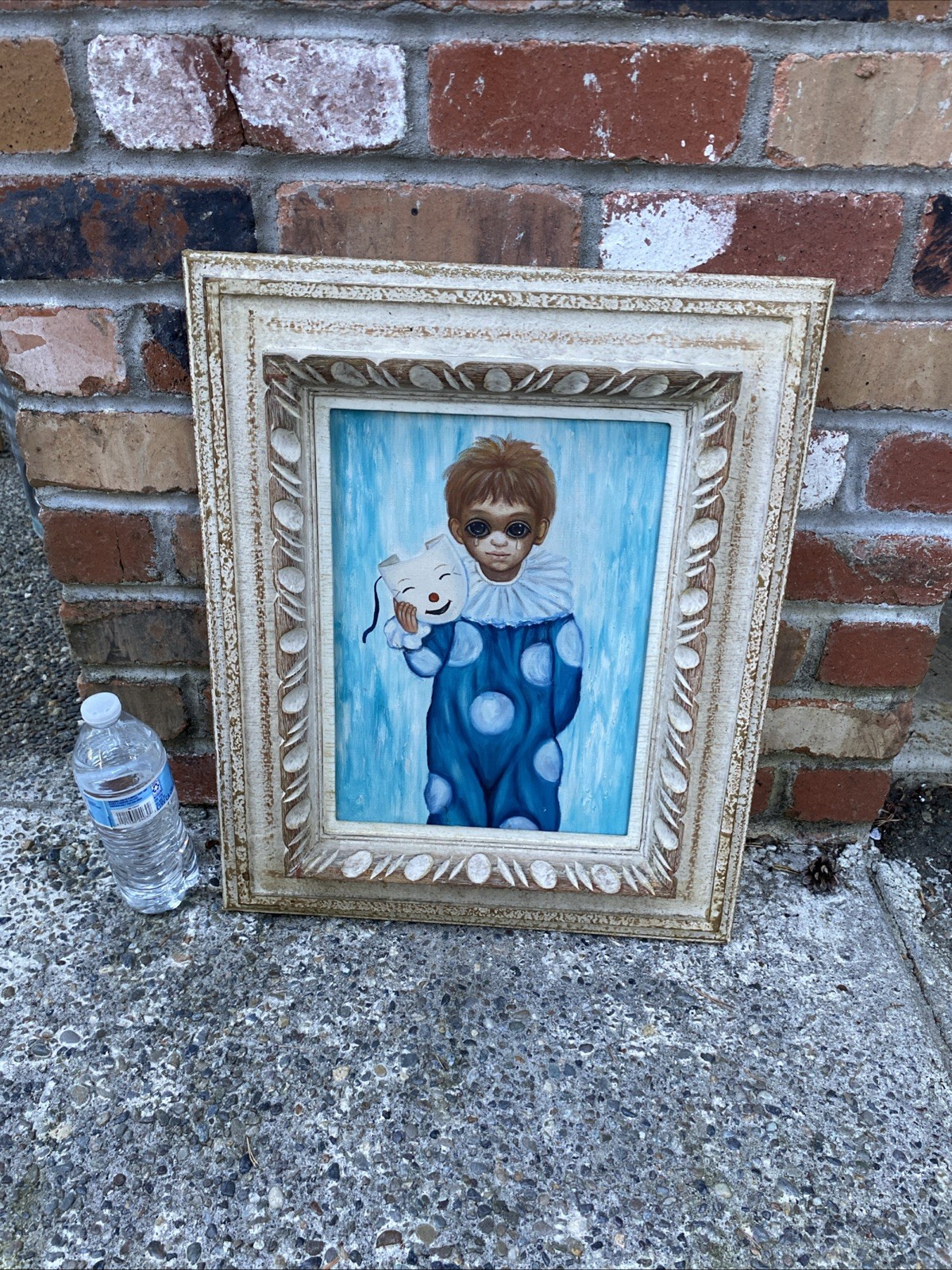 Vintage 1960s Margaret Keane (inspired?) Framed Big Eyes Original Oil Painting