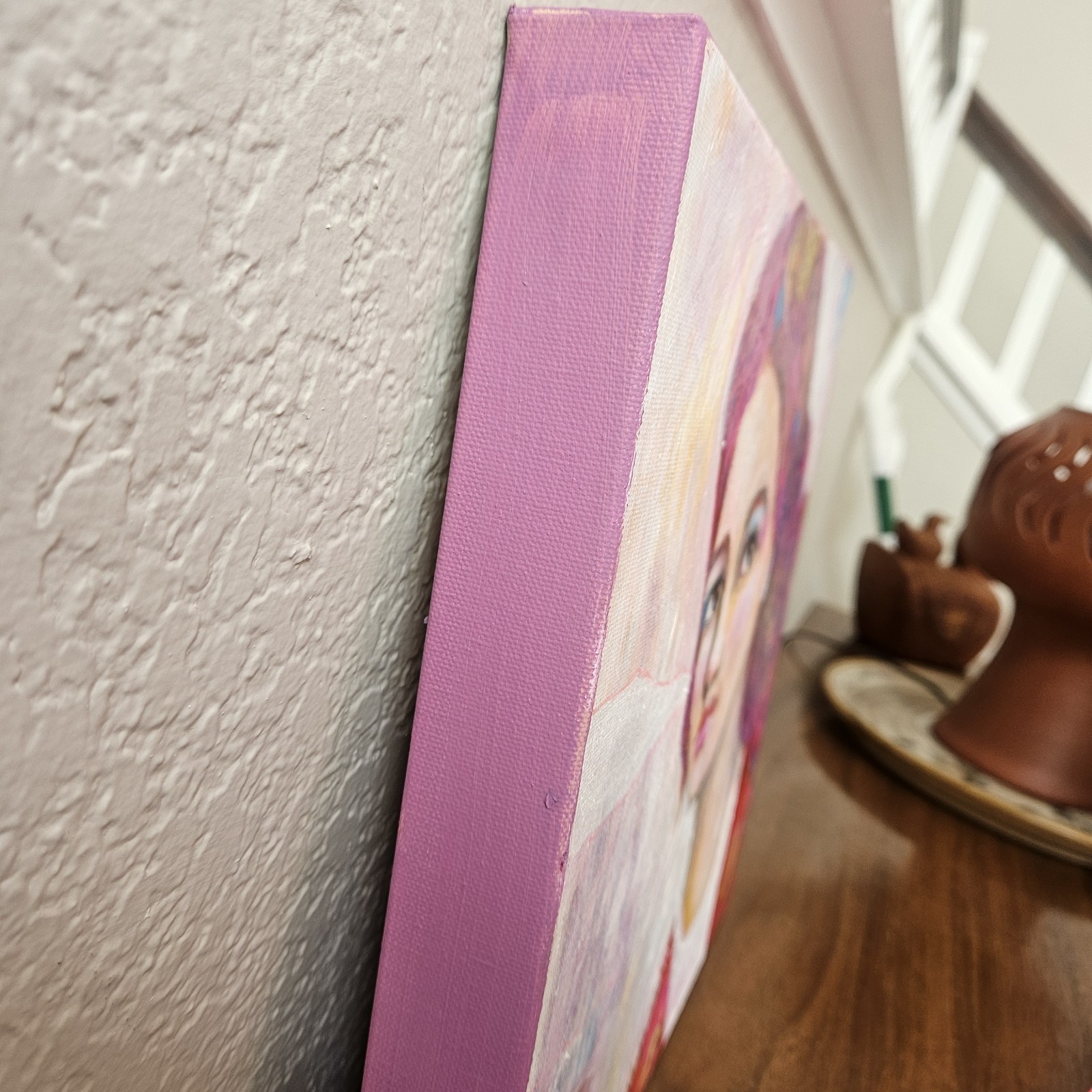 Painting Original Woman Face Portrait GALLERY WRAPPED CANVAS 12x12x1.5 «