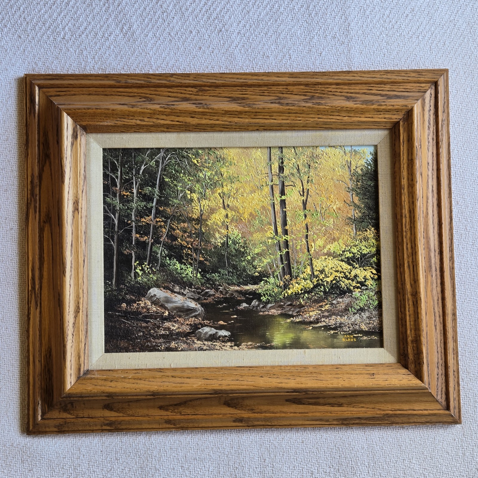 Ann Klaus Oil Painting «Golden Autumn Wood» Western New York Artist 1933-1991