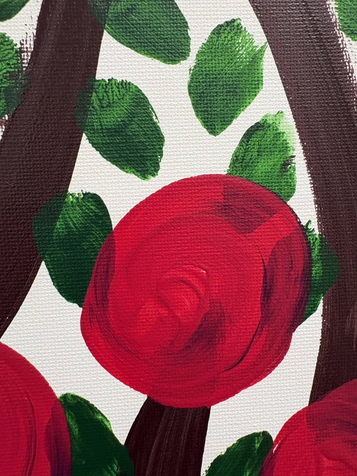 Original Red Rose Vine 12×16 Canvas Abstract Wall Art Floral Home Decor Gift