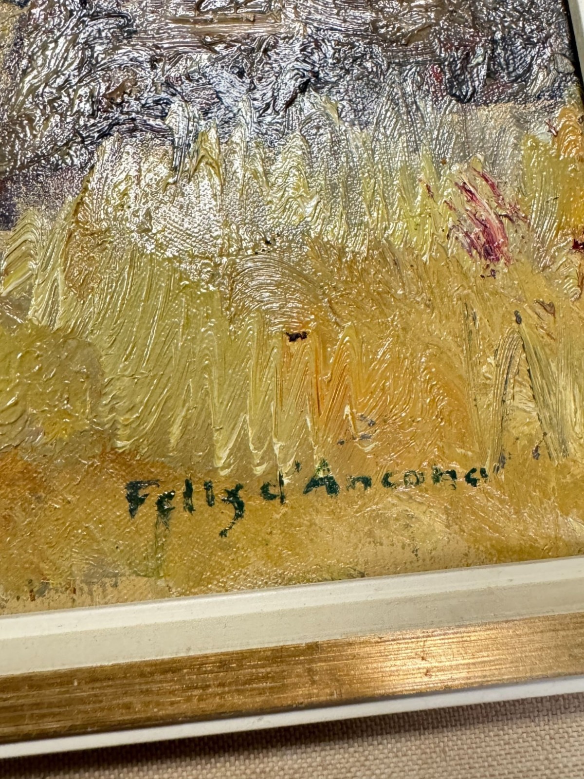 Felix d’ Ancona Signed Dutch Impressionistic Landscape Town Oil Painting